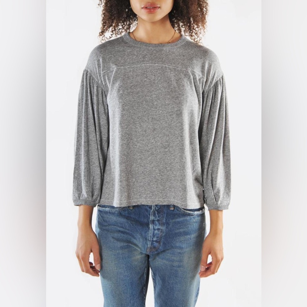 THE GREAT. Curve Tee Heather Grey